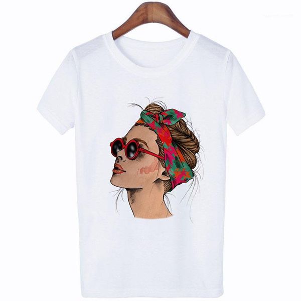 

vogue printed lady casual t shirt harajuku streetwear short sleeve o neck tees womens casual clothing plus size womens summer, White