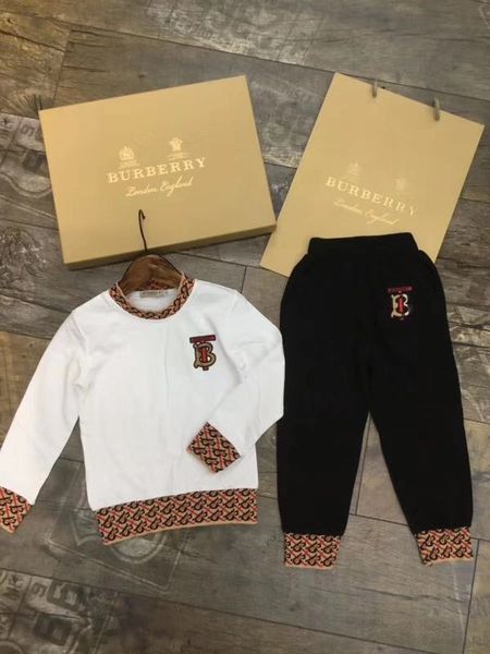 

2019 new children's long sleeve two-piece suit190807#40, White