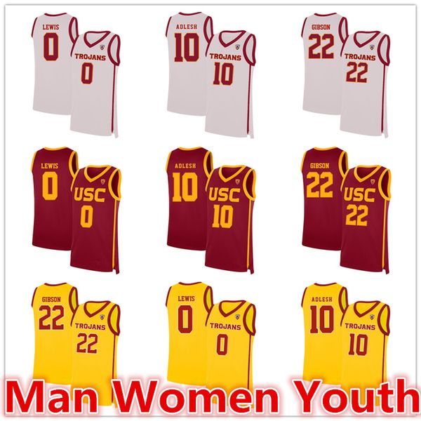 

customize ncaa usc троянцев баскетбольного куинтон adlesh 10 taj gibson 22 талин льюис 0 джерси любого имя номер размер s-5xl, Black