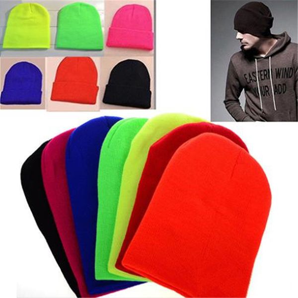 

women men new fashion winter solid color plain beanie knit cap skull hat warm cuff blank beany cai0032