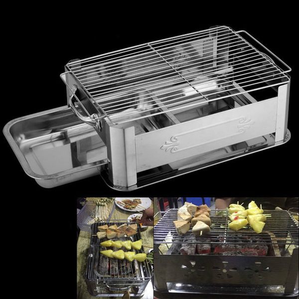 

rectangle stainless steel outdoor camping pot rack portable barbecue net tools camping picnic cookware outdoor items