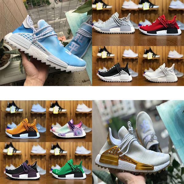 

2020 nmd human race hu pharrell williams men women running shoes nerd black blank canvas homecoming solar pack mens trainer sports sneaker