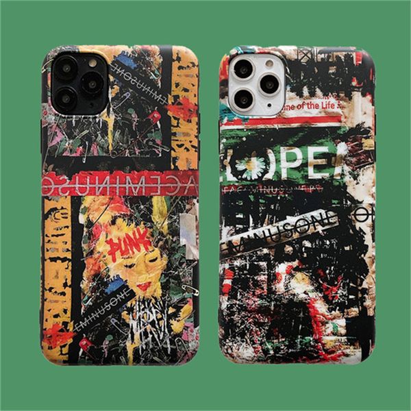 

new luxury designer for iphone 11 pro max case fashion graffiti brand painting soft silicone cases for iphone x xr xs max 7 8 plus cover