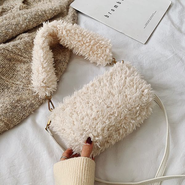 

fur hairy bag women hangbag winter fashion shoulder bag female casual tote ladies chain messenger