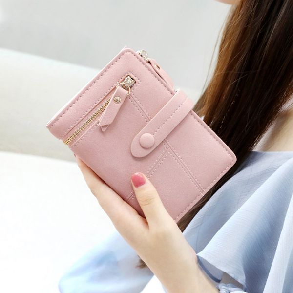 

women's wallet zipper card short wallets mini money purses small fold female coin purse card holder female wallet mini leather, Red;black