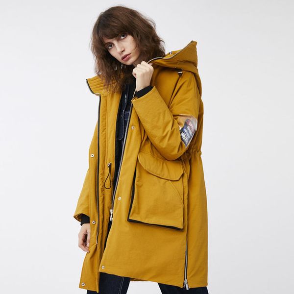 

wholesale promotion hit color uniform style hooded warm down jacket female 90% white duck down coat for cold weather wq2273, Black