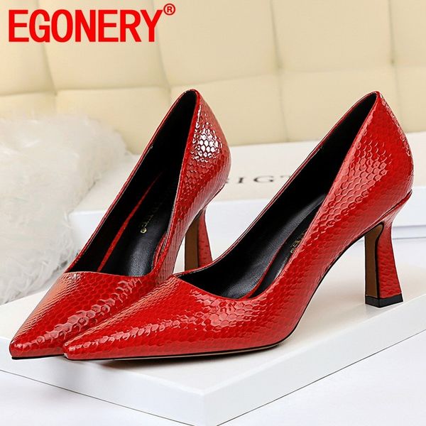 

egonery spring new fashion women pumps outside high heels pointed toe shallow office women shoes drop shipping size 34-43, Black