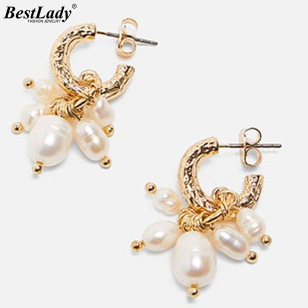 

lady 2019 new vintage simulated pearls drop earrings for women wedding trendy girls gift stone statement earring jewelry, Silver