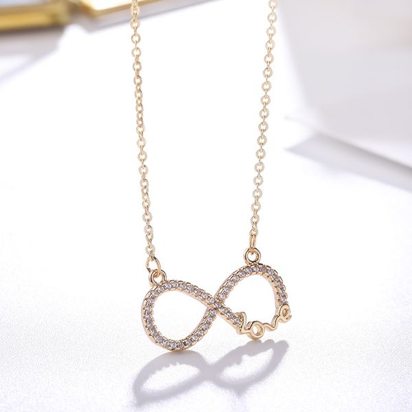 

925 sterling silver cubic zirconia infinity love necklace gold silve plated heart pendant necklace for women wedding jewelry