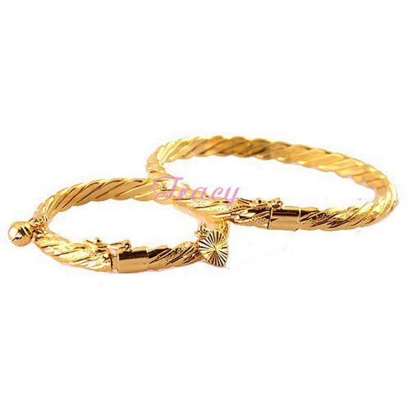 

6mm women mother babies kids gold filled color wire bangles bracelets openable wristband rope jewelry, Black