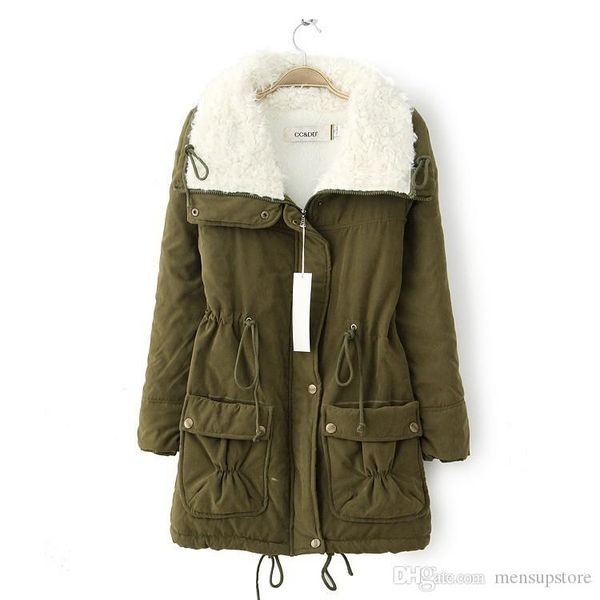

women thick lamb velvet down coats winter designer coat teenager pockets cargo parkas, Black