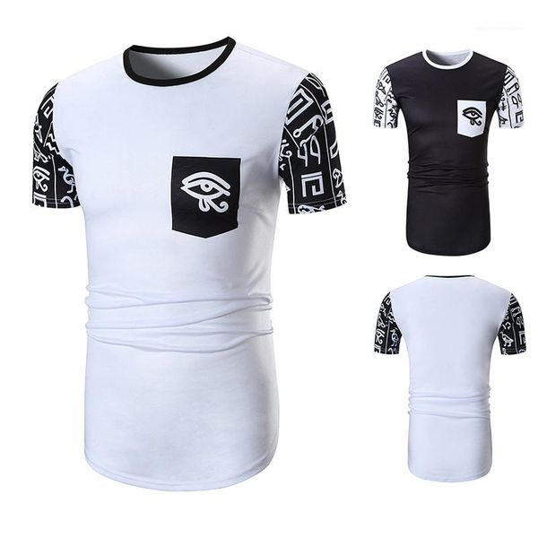 

mens designer cartoon printed tees fashion plus size natural color tees casual panelled short sleeve t-shirts mens clothing, White;black
