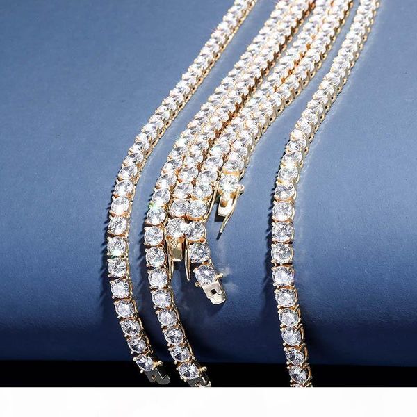 

серебро iced пользовательские hip hop 6мм square теннис gold chain бриллиантовое ожерелье для мужчин hip hop one row diamonds теннис сеть, Silver