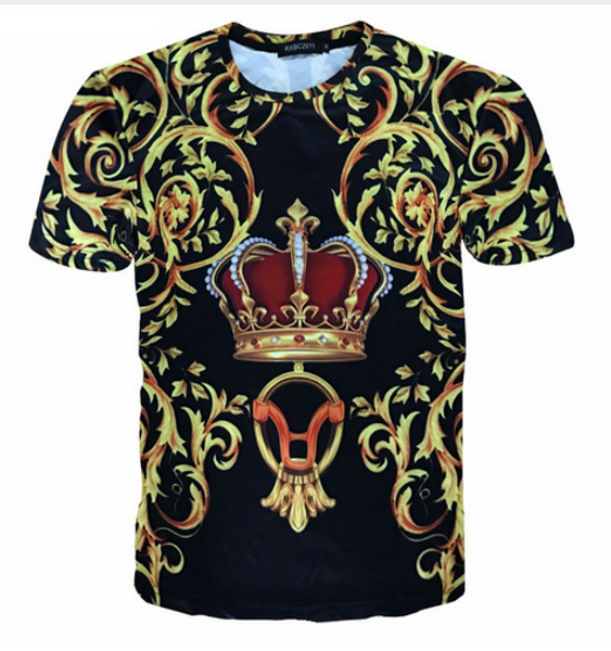 New Fashion Donna Uomo King Crown Divertente 3d Stampa T-shirt unisex T-shirt casual Hip Hop Summer Tops RW0215