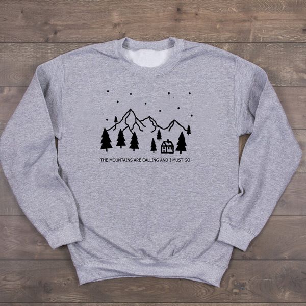 

women's hoodies & sweatshirts the mountains are calling and i must go sweatshirt women streetwear nature lover pullover girl wanderlust, Black