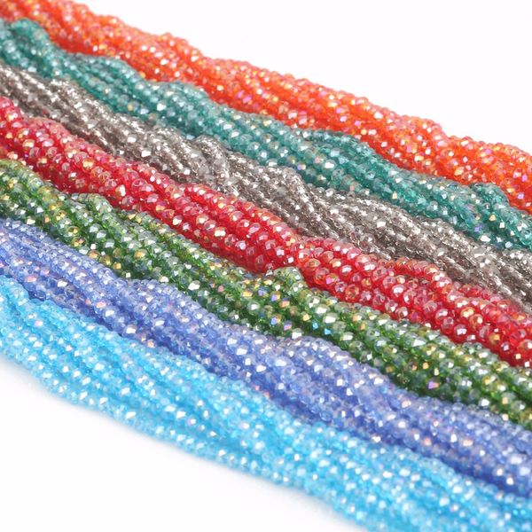 

nicebeads 145-195pcs/lot multicolor 2mm 3mm 4mm glass faceted roundle beads loose crystal needlework beads for jewelry making