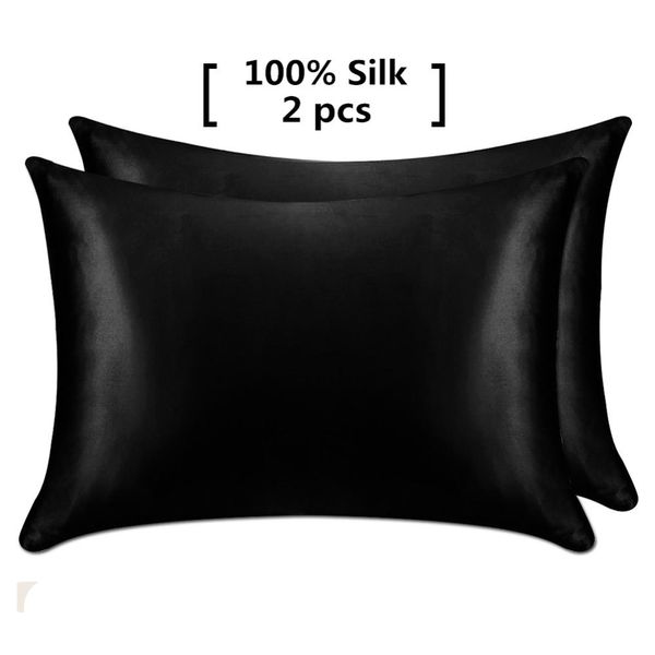 

31 1 pair 100% mulberry silk pillowcase with hidden zipper nature pillow case for healthy standard queen king ing