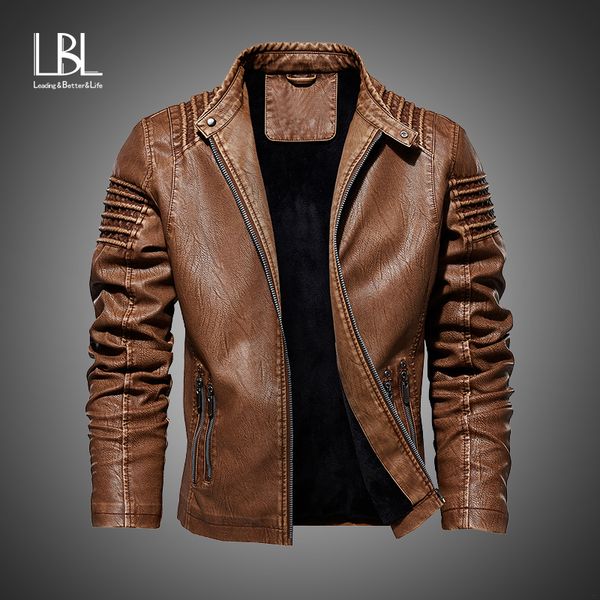 

новые осень зима мужская кожа мотоцикла куртка pu флисовой куртки теплый pu baseball большой размер m-5xl tops бомбардировщик шинель, Black;brown