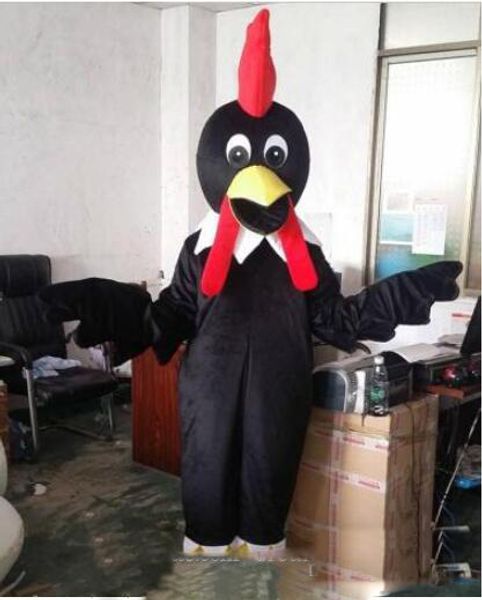 2019 Cadılar Bayramı güzel Siyah tavuk Maskot Kostüm Cock civciv Karikatür Hayvan karakter Noel Karnaval Kostümleri Paty Fantezi Elbise