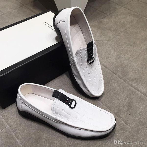 

new mens peas shoes, leather mens fashion casual shoes, mens nonslip driving shoes, original box packaging qy, Black