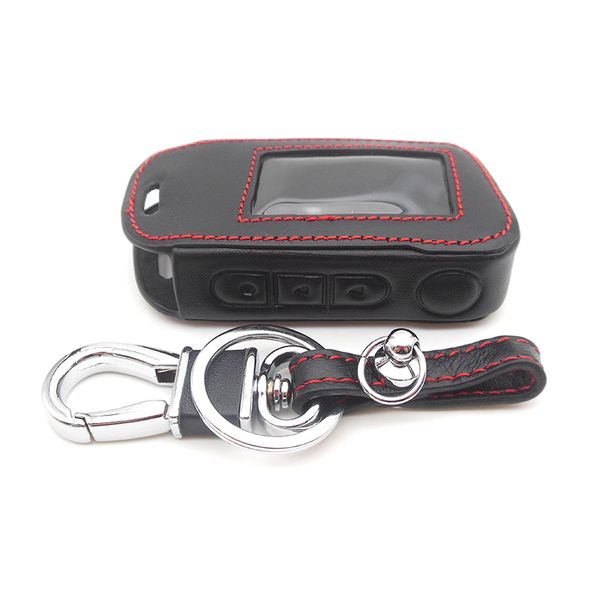 

a93 leather key case for starline a93 a63 a39 a36 two way car alarm lcd remote control keychain fob cover