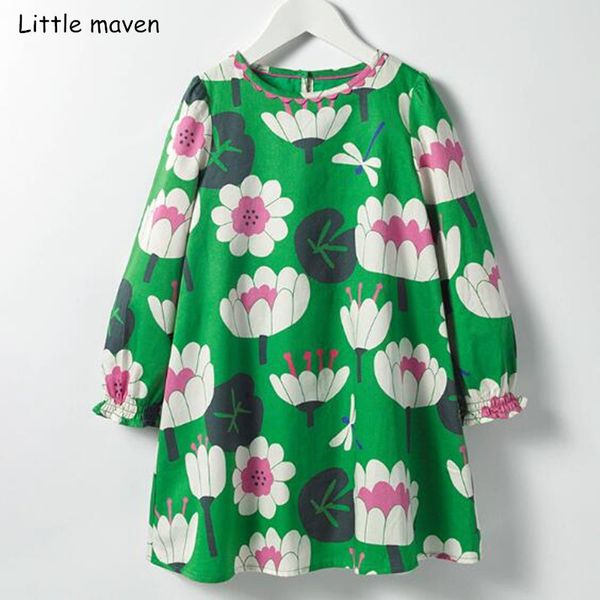

little maven kids brand autumn new design children's dress baby girls clothes cotton flower print girl dresses s0382, Red;yellow