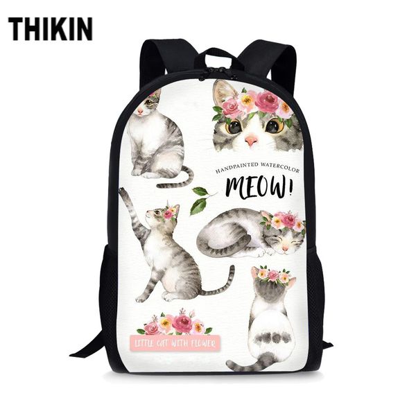 

thikin cute cat print school bags for teenage girls pretty animals garland headdress pattern children backpack kids mochilas