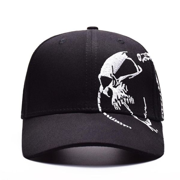 

100% cotton outdoor baseball cap skull embroidery snapback fashion sports hats for men & women cap dqden, Black;white