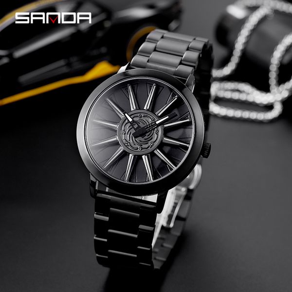 

mens watches sanda men fashion stainless steel date sport quartz analog relogio wrist watch, Slivery;brown