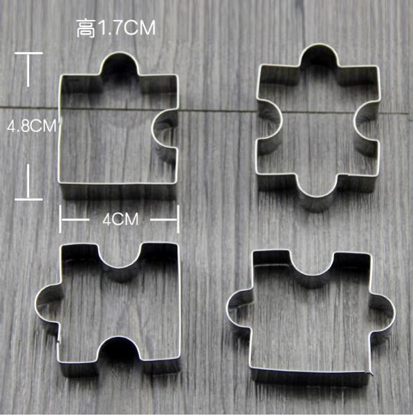 Moda Arredamento per la casa Torta carina Puzzle Biscotto Frutta Taglio Stampo Biscotto in acciaio inossidabile Stampo da cucina 4 Pz / lotto C757