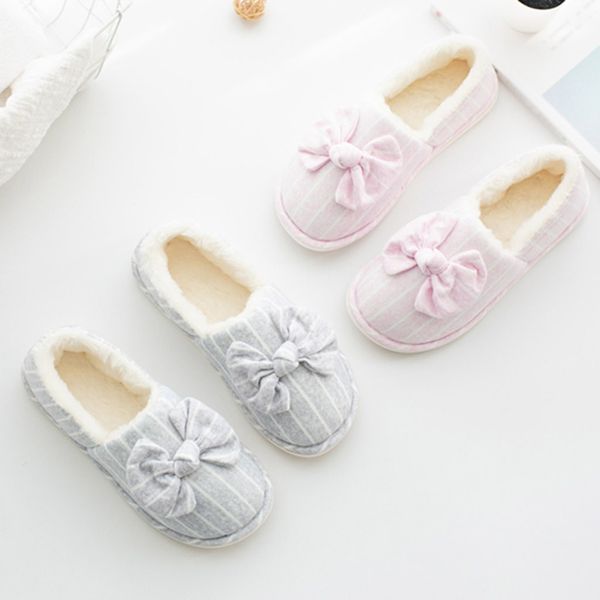 

women home shoe all-inclusive warm pregnant shoe month comfortable non-slip bow women's slippers non-slip flat soft shoes, Black