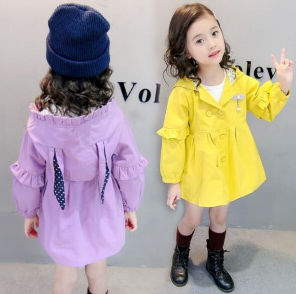 

new autumn girls jacket children's clothing girl hoodie clothes trench kids jacket girl cartoon windbreaker kids coats outerwear, Blue;gray