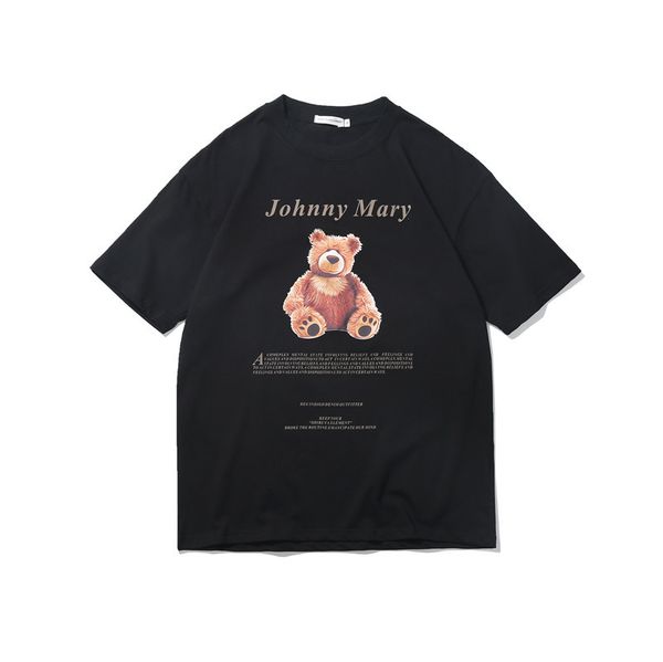 

fashion women/ men 's t-shirt summer new casual loose thin little bear print short sleeve men and women round collar tee shirt, White;black
