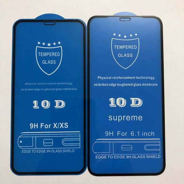 

10D Tempered Glass for IPhone 11/11Pro/11 ProMax X/Xs XR XSMax 7P/8P 7/8 Anti-Scrath Front Screen Protector Curved Glass Film Black Colors