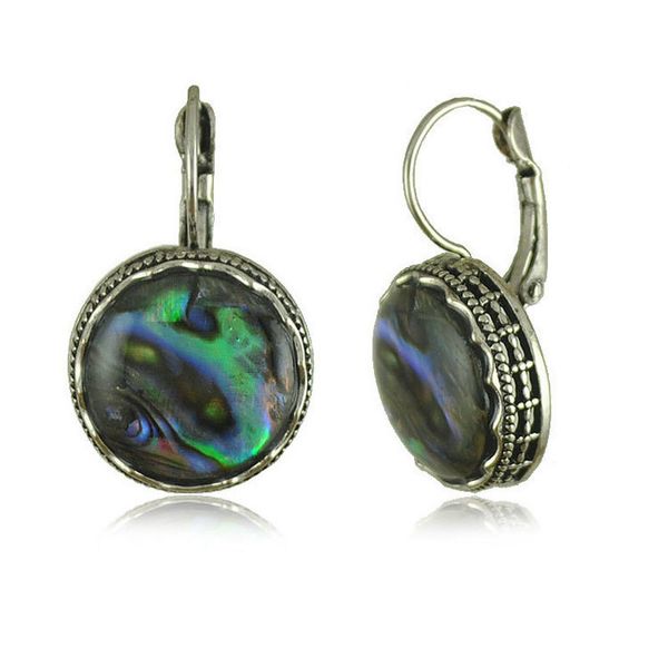 

new 4 style ethnic brincos earrings vintage colorful shell charms enamel lucky clip on earrings for women statement jewelry, Silver