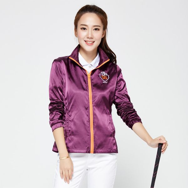 

women turn-down collar golf jacket outdoor windproof pocket jacket coat long sleeve tennis windbreaker golf clothing d0689, Red;blue