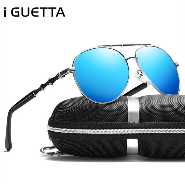 

iguetta brand oval sunglasses men polarized vintage fashion man 2019 metal glasses frame driving glasses uv400 gh-038, White;black