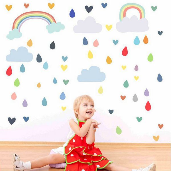 

retail 7 styles kids rainbow clound wall stickers home decor art wall sticker children waterproof decal wallpaper girls bedroom decorations