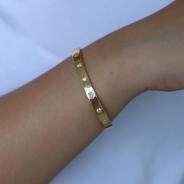 Wholesale- diamater 56-58mm northstar starburst bracciale aperto braccialetto placcato oro moda donna gioielli braccialetti regalo di natale