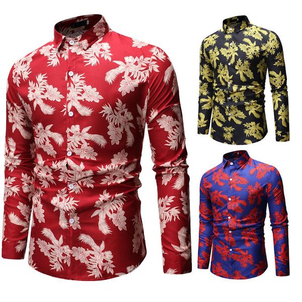 

nice retro printed shirt men casual shirt fashion classic men breathable long-sleeved brand clothing, White;black