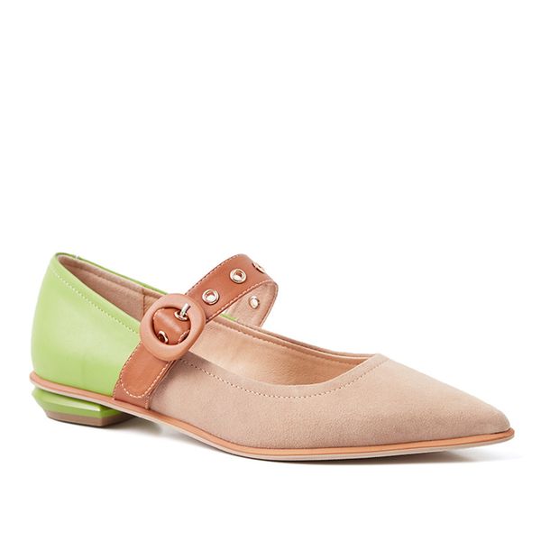 

wetkiss new arrival leather flat shoes suede upper women flat shoes lady footwear flat mary jane shoes wholesale, Black