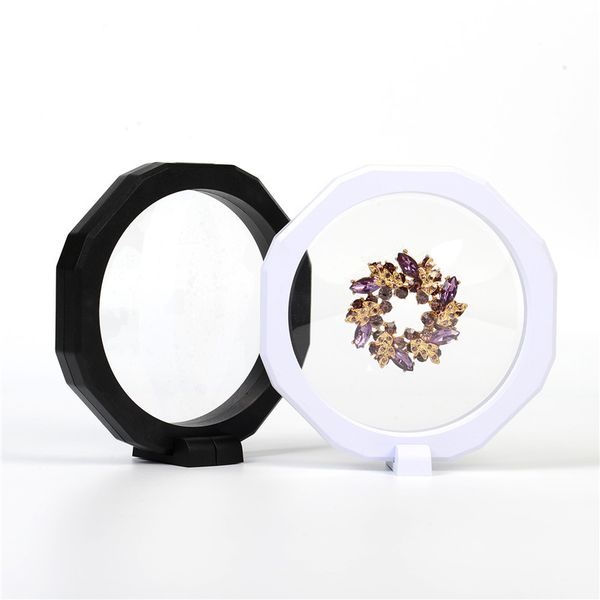 

octagonal shaped clear jewelry packing boxes suspended coins floating display case stand holder box for necklace/earrings/bracelets