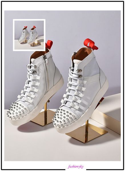 

последние новые кристал спайк носок донна плоские кроссовки мужские красные низы обувь женская заклепка колючий носок младшие шипы плоские т, Black