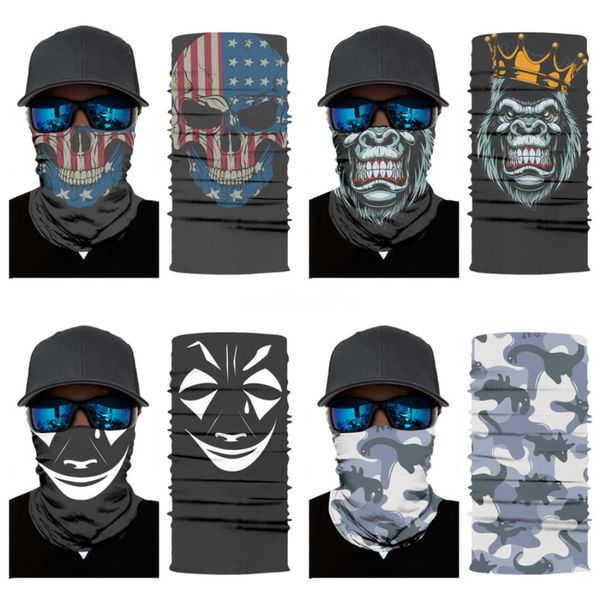 

4pcs magic skull scarf seamless sports sunblock neck gaiter running hiking headwear face er summer outdoor cycling multifunctional#803, Blue;black