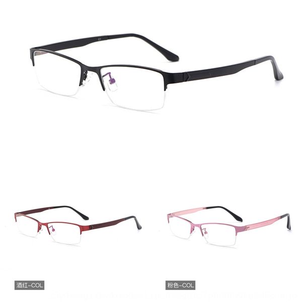 

women's business ultra light alloy half frame glasses frame comfortable plain glasses 3621, Silver