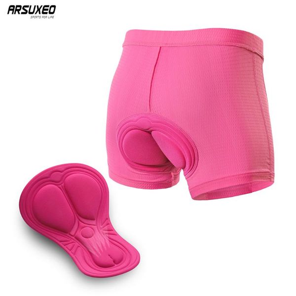 

arsuxeo 3d gel padded women cycling shorts mtb shorts mountain bike bicycle underwear riding shockproof underpants 4 colors, Black