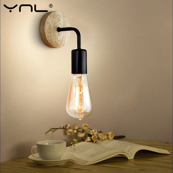 

industrial wood wall lamp vintage retro sconce wall light fixtures bedside indoor lighting home decor living room bedroom lamp
