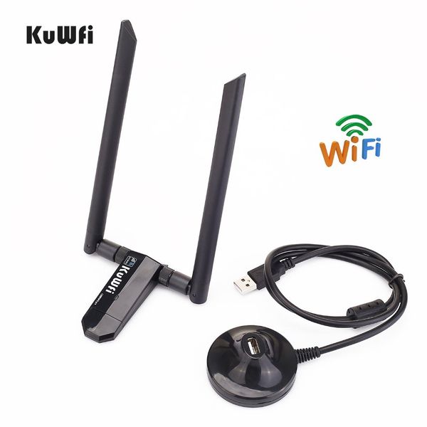 

kuwfi mini usb3.0 wifi adapter 1200mbps 5dbi antenna pc usb wi-fi receiver dual band high speed wireless network card