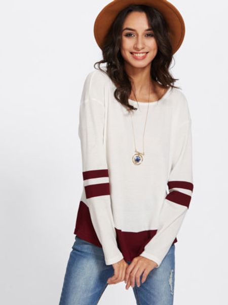 

2018 new autumn women long sleeve striped t-shirt casual loose, White