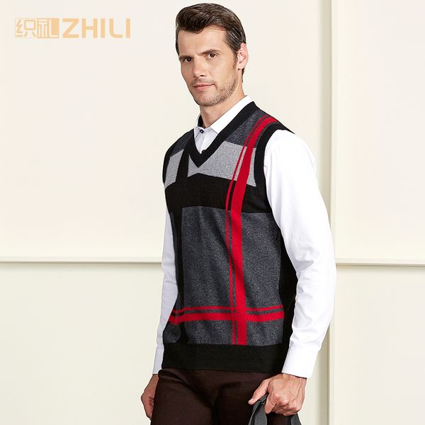

100% cashmere mens v neck sleeveless argyle sweater vest 2018 new fashion, Black;white